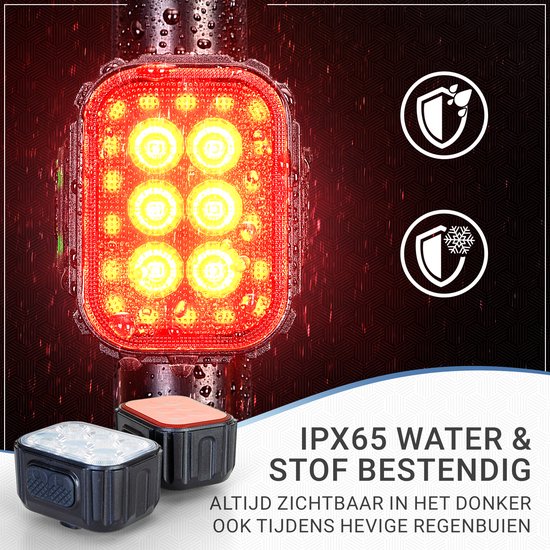 Fietsverlichting LED Set - Oplaadbaar via USB - Voor- & Achterlicht - Waterdicht - 3 Lichtstanden — afbeelding 3