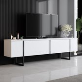 Luxe T Meuble TV | 100 % MÉLAMINE | Blanc, Noir - Asir Group - Armoires de salon - Blanc - Mélamine - Armoires de salon