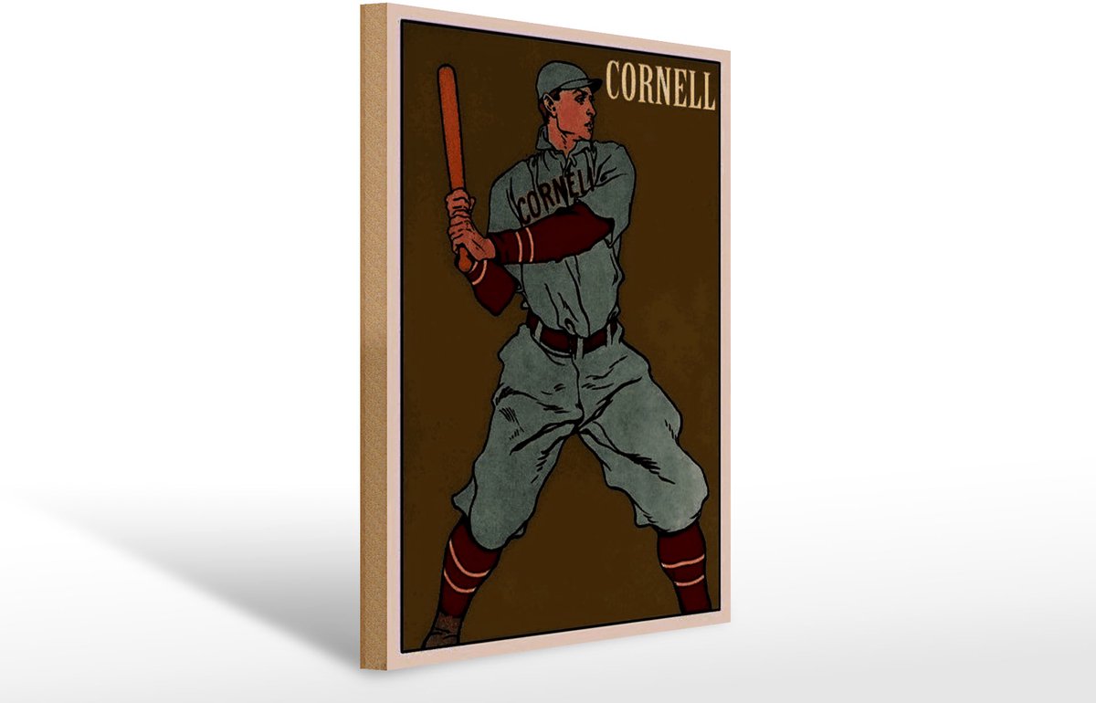 Holzschild Retro 30x40cm Cornell Baseball Schlagmann
