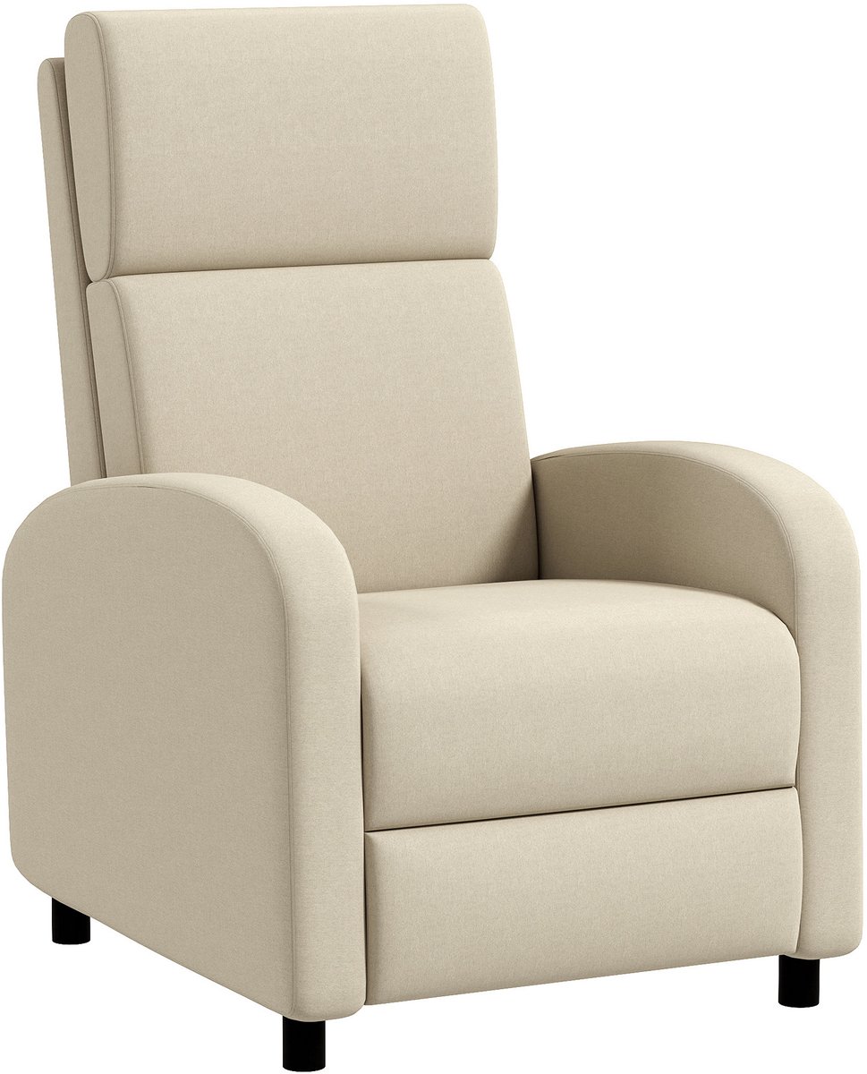 Relaxfauteuil - Relaxzetel - Relaxstoel - Fauteuil - Stoel - Met armleuning - Voor één Persoon - Fluweel - Crèmewit