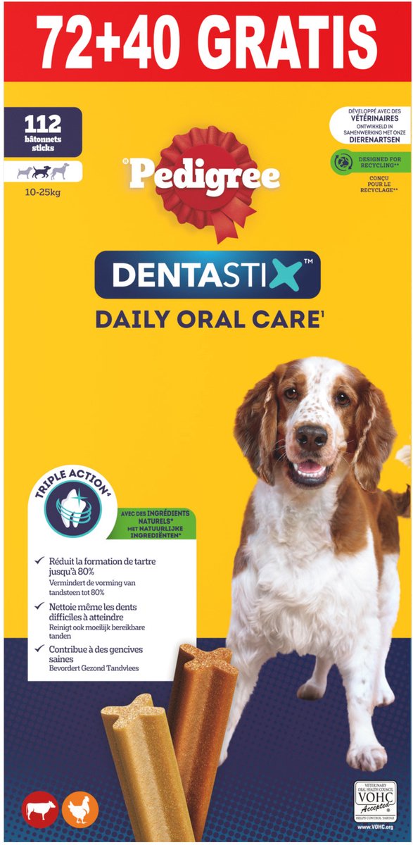 Pedigree Bonus-Pack Dentastix - Hondensnack - 72+40 stuks Medium