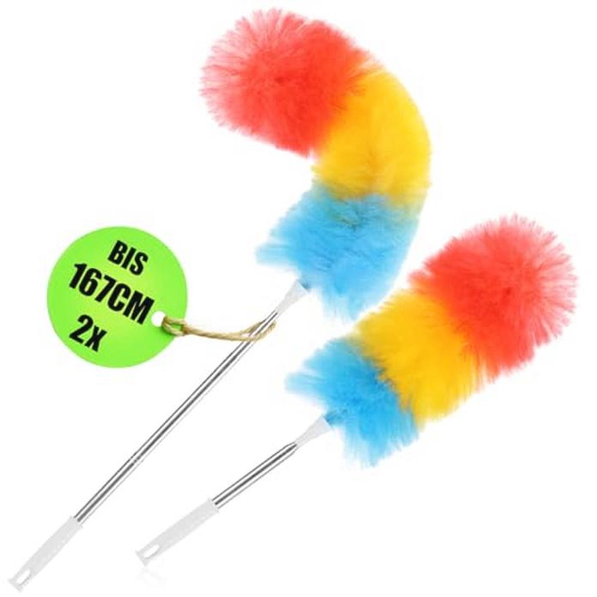 Telescopische Duster met Uiterst Lange Steel - Ideaal voor Het Verwijderen van Stof en Spinrag - 2 Stuks in Regenboogkleuren