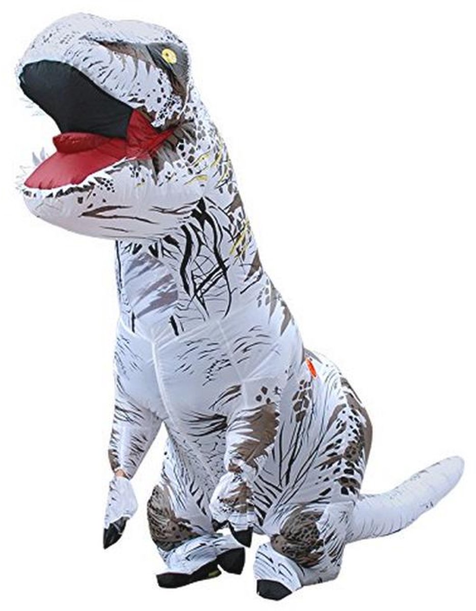 Opblaasbaar Dinosaurus Kostuum voor Volwassenen - Wit