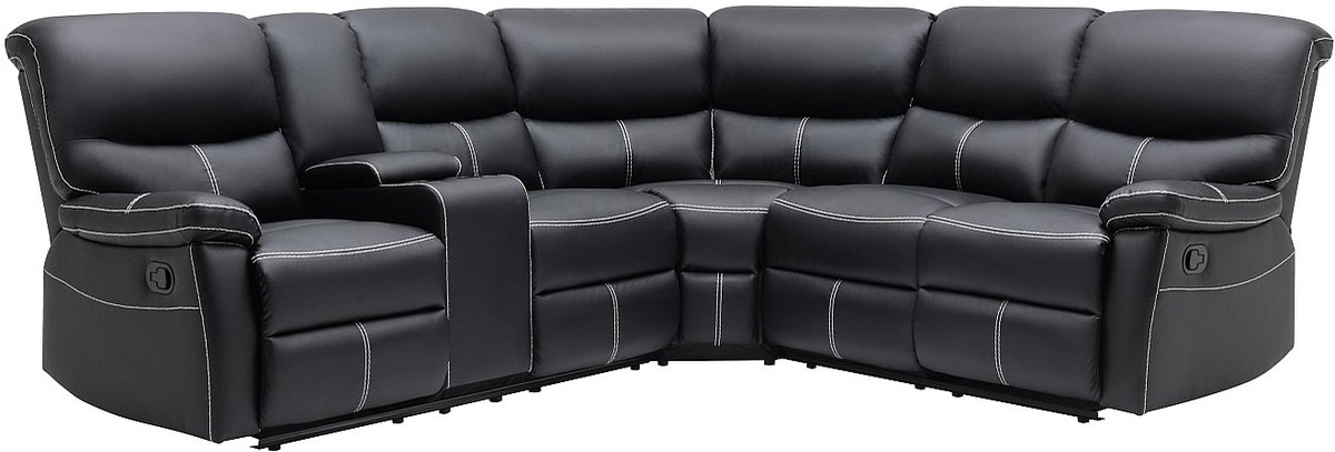 Vente-unique XXL-relaxhoekbank van zwart kunstleer - CANBY