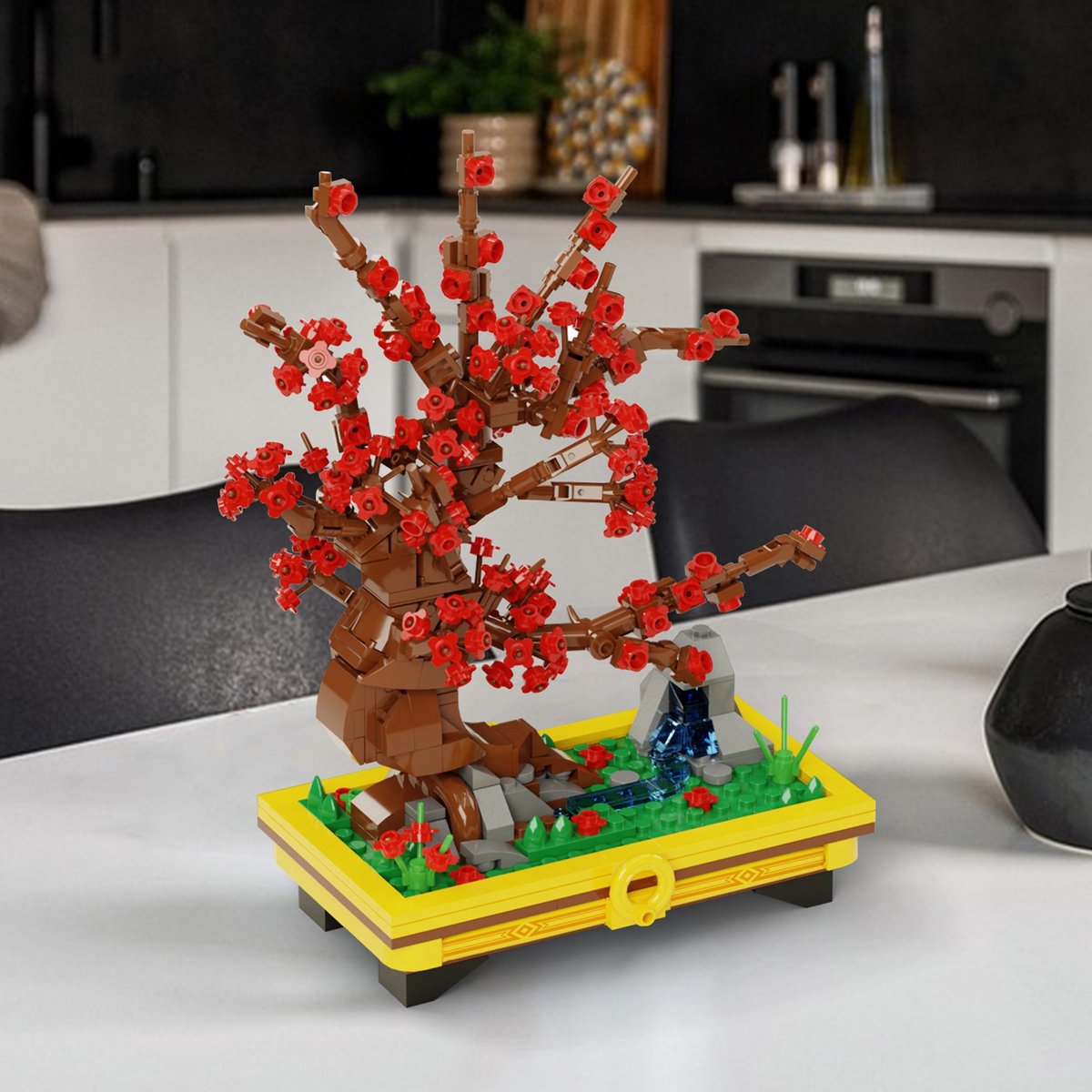 Pruimenbloesem Bonsai Boom Bouwstenen Set Educatieve Stenen Bouwpakket Huisdecoratie Plantencollectie