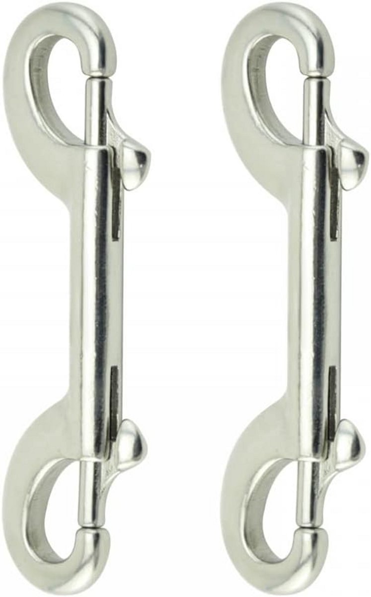 Set van 2 Dubbele Karabijnhaak RVS 316 - 115mm Boutsluiting voor Hondenriem, Hangmat en Meer