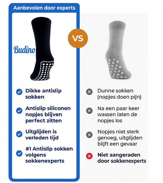 Ensemble de chaussettes Budino Chaussettes d'intérieur - Chaussettes antidérapantes - 3 paires - taille 43-46 - Zwart