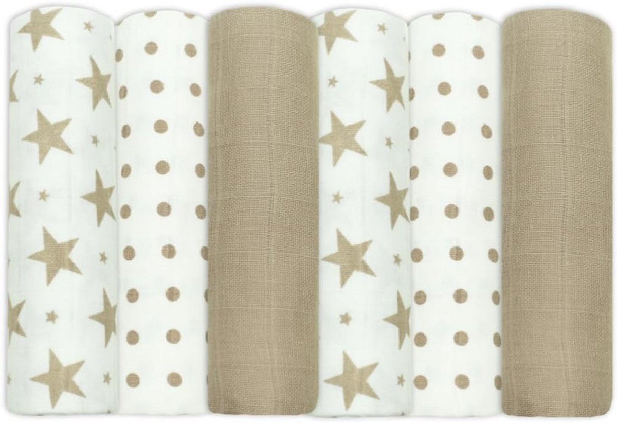 Set van 6 Hydrofiele Luiers 70x70 cm - 100% Katoen Spuugdoek en Borstvoedingsdoek
