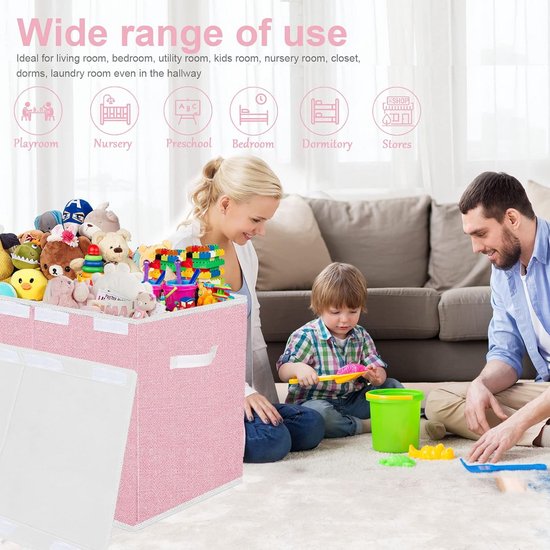 Opbergdoos Met Deksel Voor Kinderen, Opvouwbare Oxford Speelgoedkist Met Handvat Voor Jongens En Meisjes Waterdicht Robuust Speelgoedopslag In De Kinderkamer 65 X 30 X 40 Cm Drie Dinosaurussen