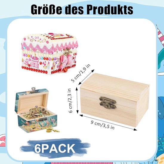 OUTALIZ Houten kist, klein, 10 stuks, mini-schatkist van hout