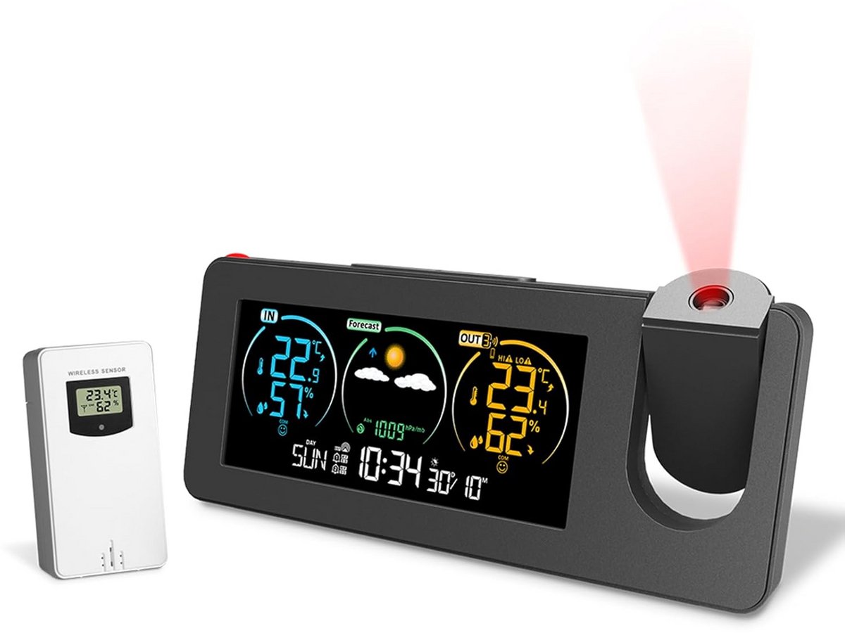 Draadloos Weerstation Binnen Buiten met Kleurendisplay, Weersvoorspelling, Thermometer en Hygrometer