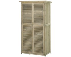 uinopbergkast Tuinhuisje Gereedschapsberging Tuinopslagbox Tuingereedschapskast Geschikt voor tuin en terras 87 x 46,5 x 160 cm Houtkleur Hout