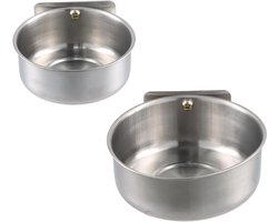 Stunq® Roestvrijstalen Voederbakken voor Vogels en Kleine Dieren, Set van 2, Met Bevestiging voor Dierenkooi