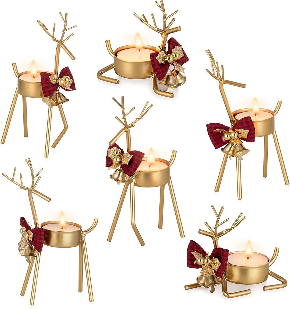 Stunq® Feestelijke Rendier Waxinelichthouder Set voor en Tafeldecoratie met Warme Sfeer
