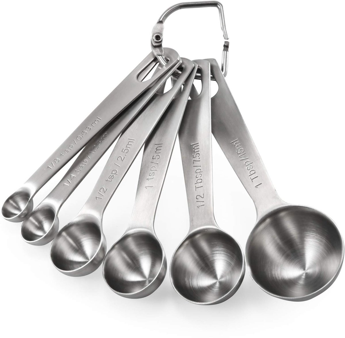 6 set - Lepel - Tafellepels - Kruidenlepel - Koffielepel - Roestvrij staal - Rond - Maatlepel - Geschikt voor bakken, koken en koffie - Inclusief opbergring - Zilverkleurig