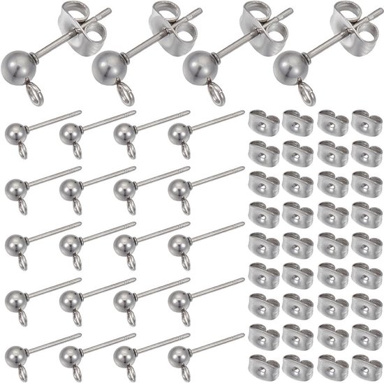 Threadless Titanium Cartilage Piercing met Helder Steenje - 1.2 mm - 8 mm - 4 mm