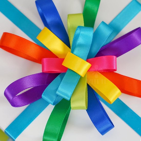 Ruban Satin - 10 pièces - 1 cm de large - Rubans - Polyester - Ruban cadeau - Ruban d'emballage - Ruban - Emballage cadeau - Pour Bricolage, Cadeaux, Décoration - 5 Mètres de long par partie