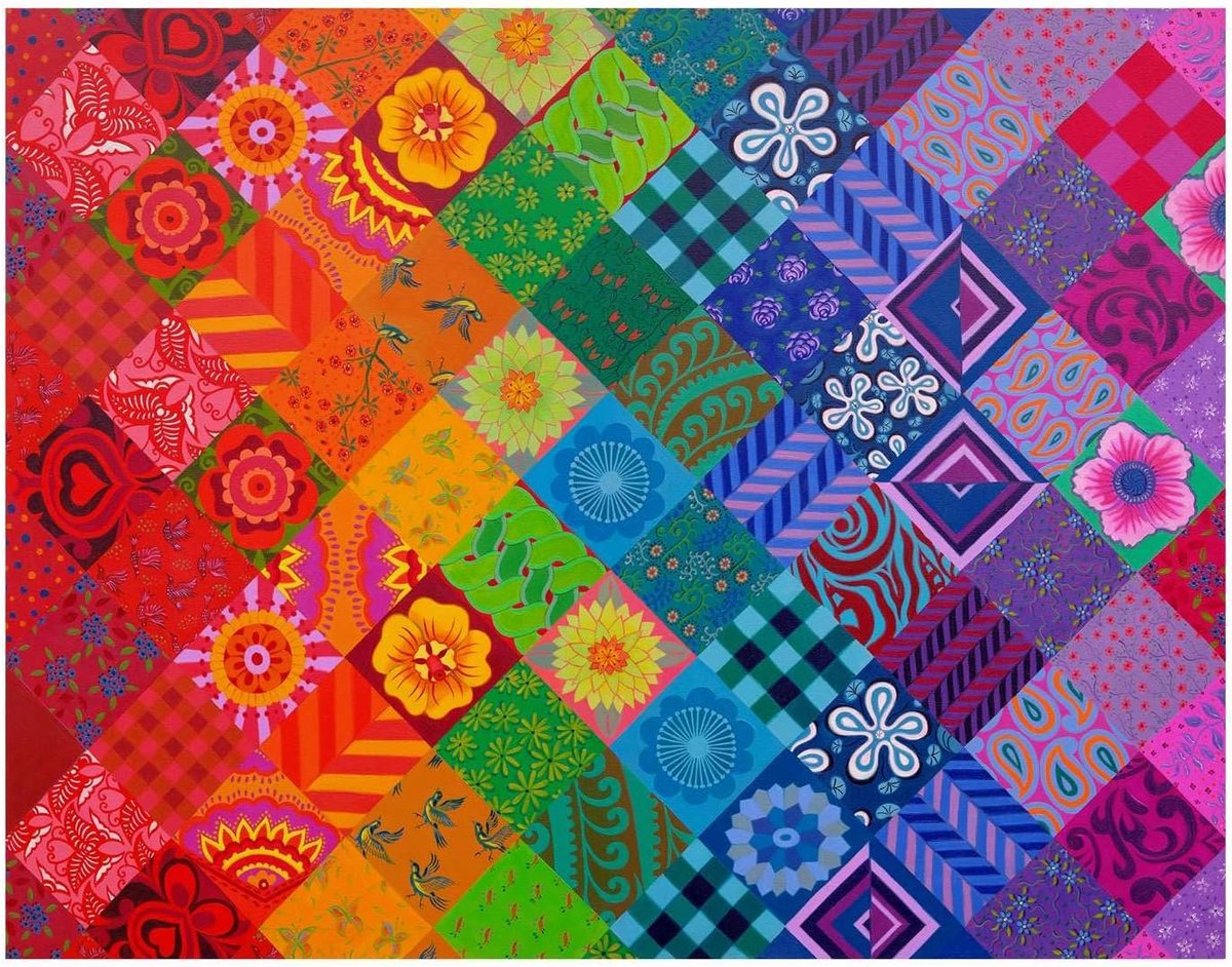 1000 Stuks Legpuzzel Regenboog Patchwork Landschap - Kunstzinnige Puzzel voor Volwassenen