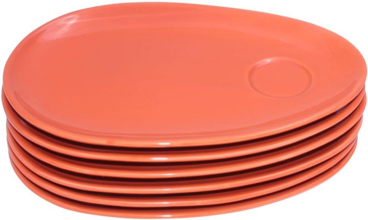 Eivormige ontbijtborden met bekeruitsparing - Set van 6