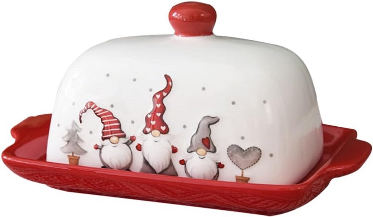 Porseleinen Botervloot met Kerstprint voor Presentatie en Opslag