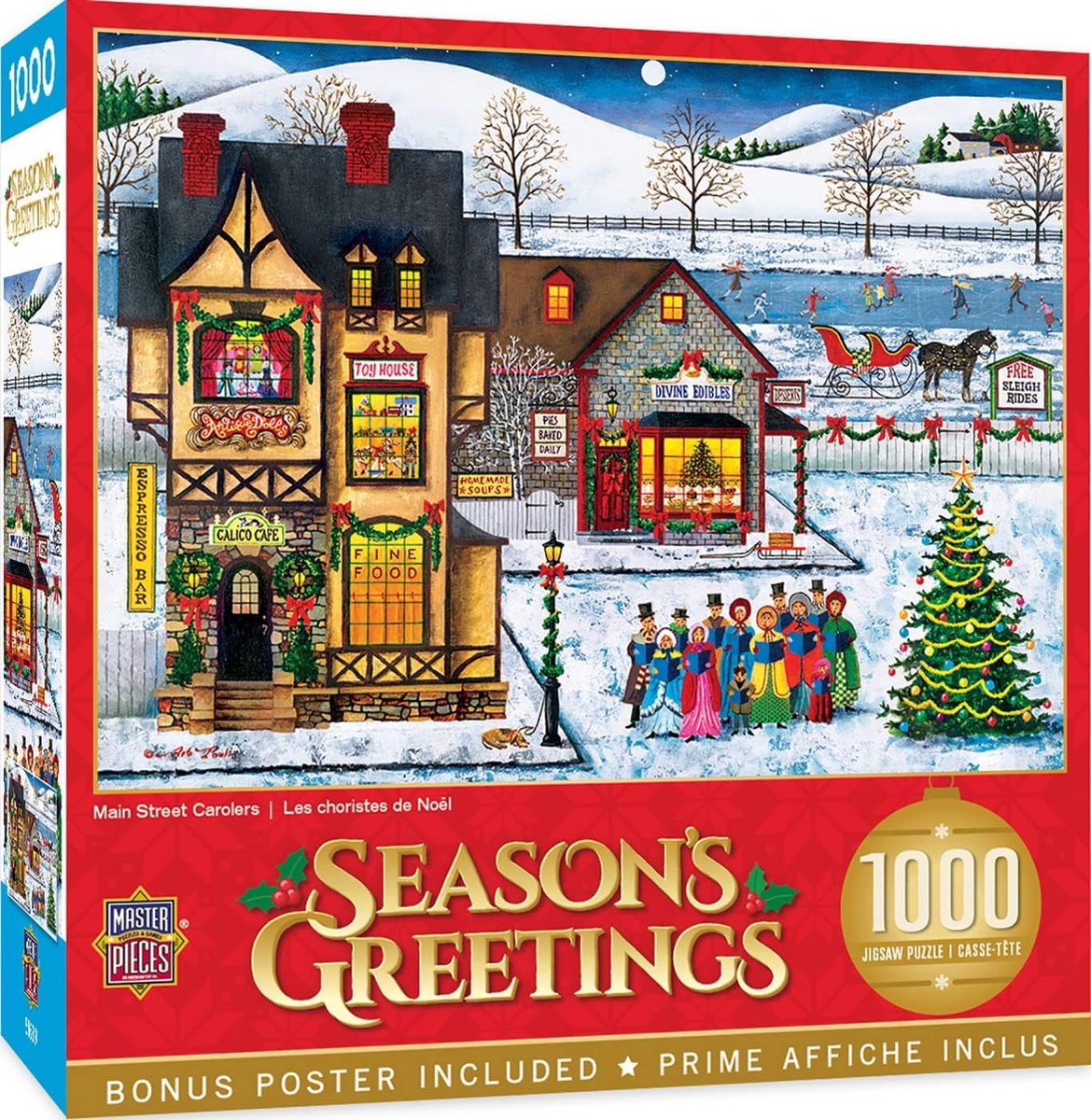 Kerst Puzzel 1000 Stukjes - Gezellige Straatscène met Zangers