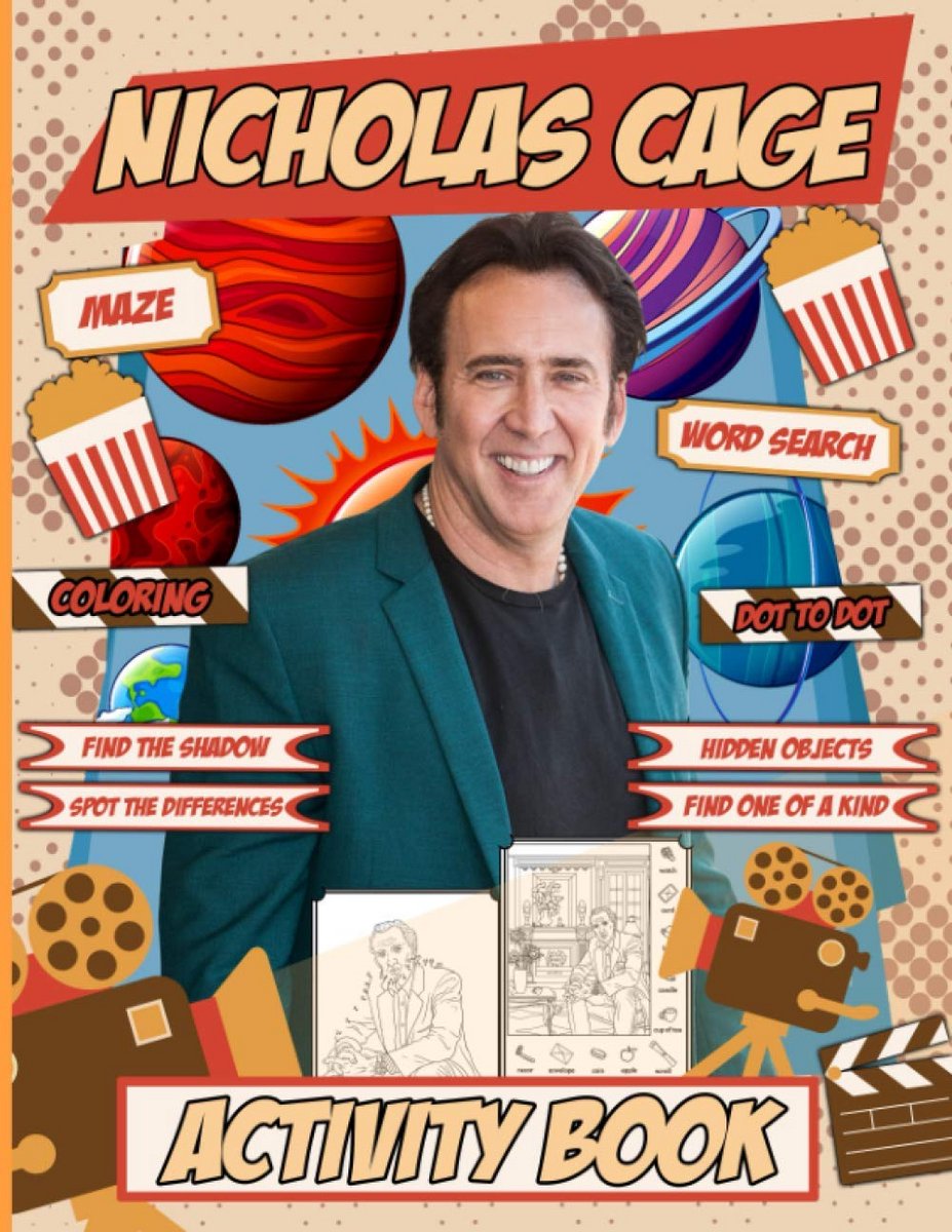 Activiteitenboek met Puzzels voor Nicolas Cage Fans: Kleuren, Doolhoven en Zoekplaten