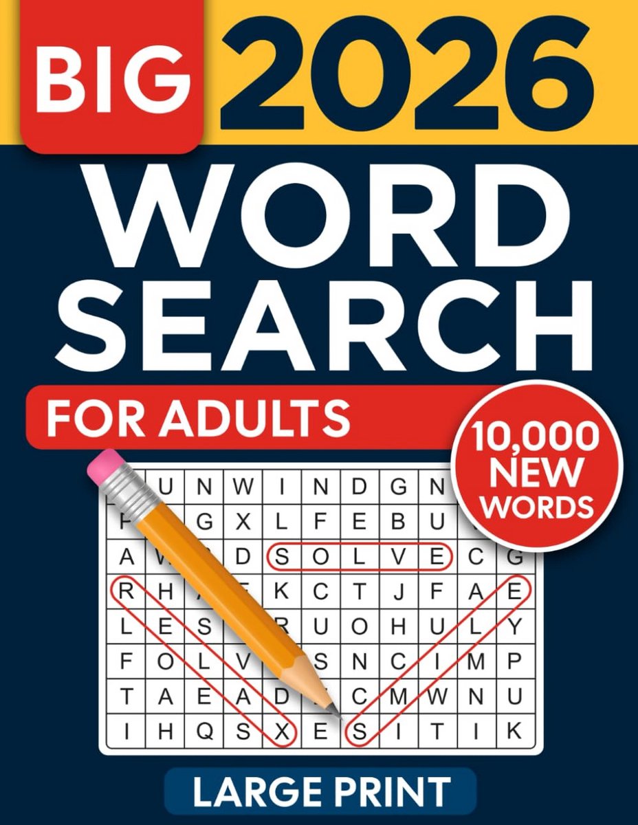 Groot Woordzoek Puzzelboek voor Volwassenen en Senioren: 10.000 Woorden, Groot Gedrukt, Ontspannend
