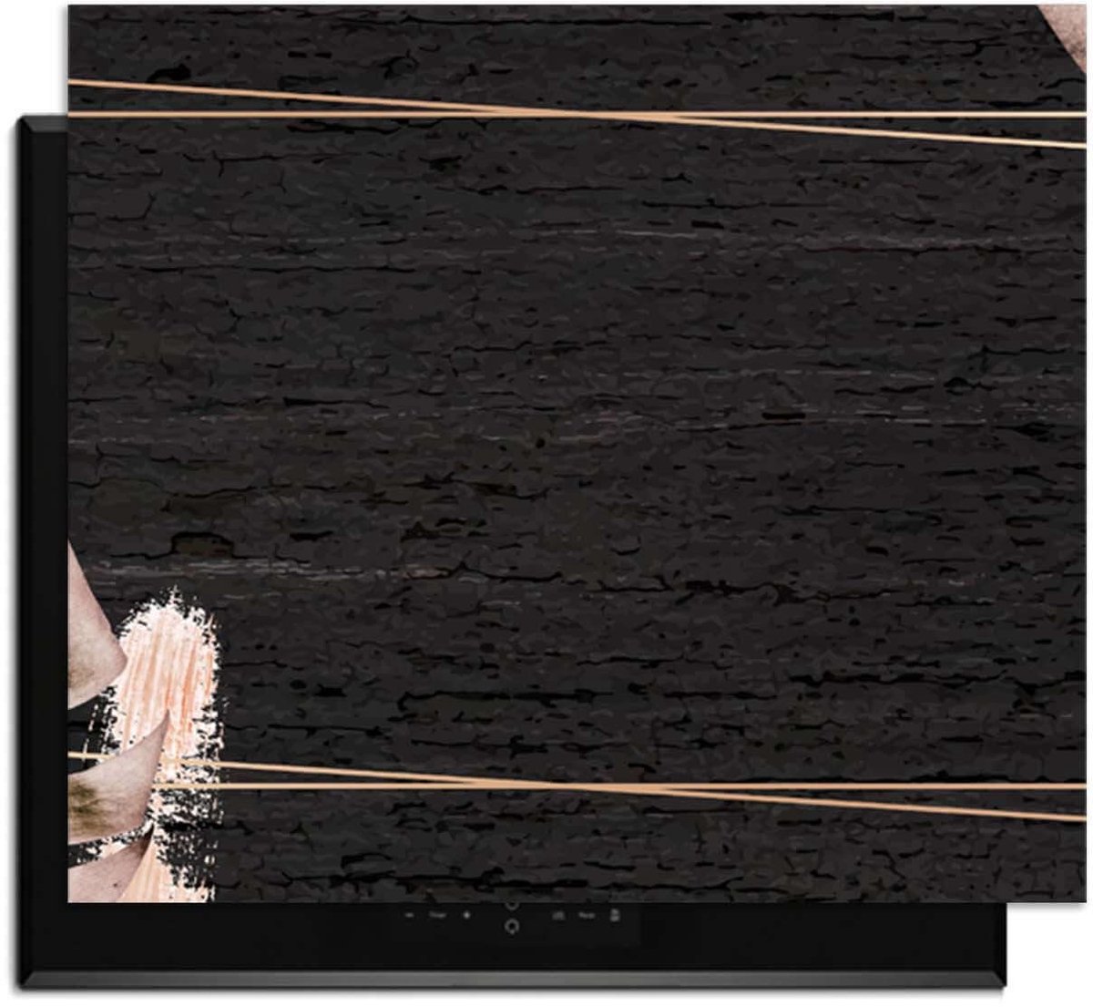 KitchenArt - Midnight Leaves - Inductie Beschermer - 52x35 cm - Kookplaat Beschermer - Luxe Afdekplaat Inductieplaat - Anti-slip & Oprolbaar - Beschermmat Inductiekookplaat