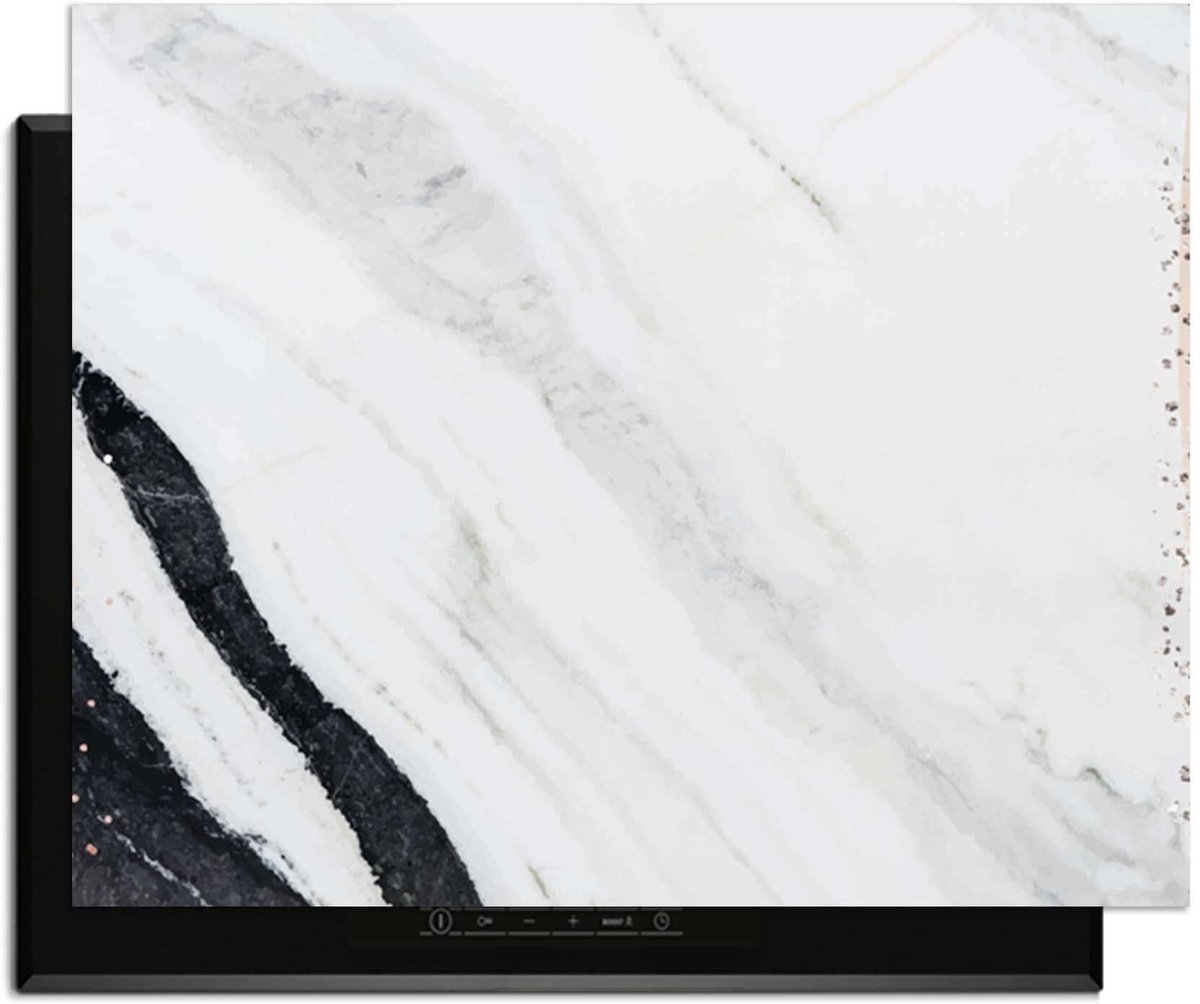 KitchenArt - Marble Blush - Inductie Beschermer - 76x51.5 cm - Kookplaat Beschermer - Luxe Afdekplaat Inductieplaat - Anti-slip & Oprolbaar - Beschermmat Inductiekookplaat