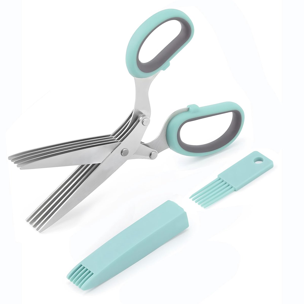 Unyqoos® Multifunctionele Kruidenschaar met Vijf Messen en Ergonomische Handgreep