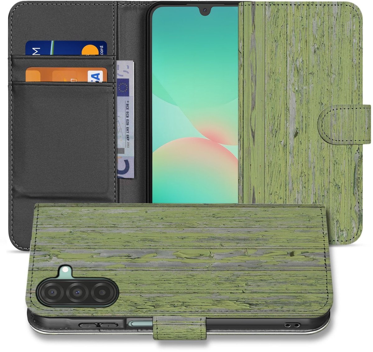 Samsung Galaxy A17 Book Style Case Green Wood