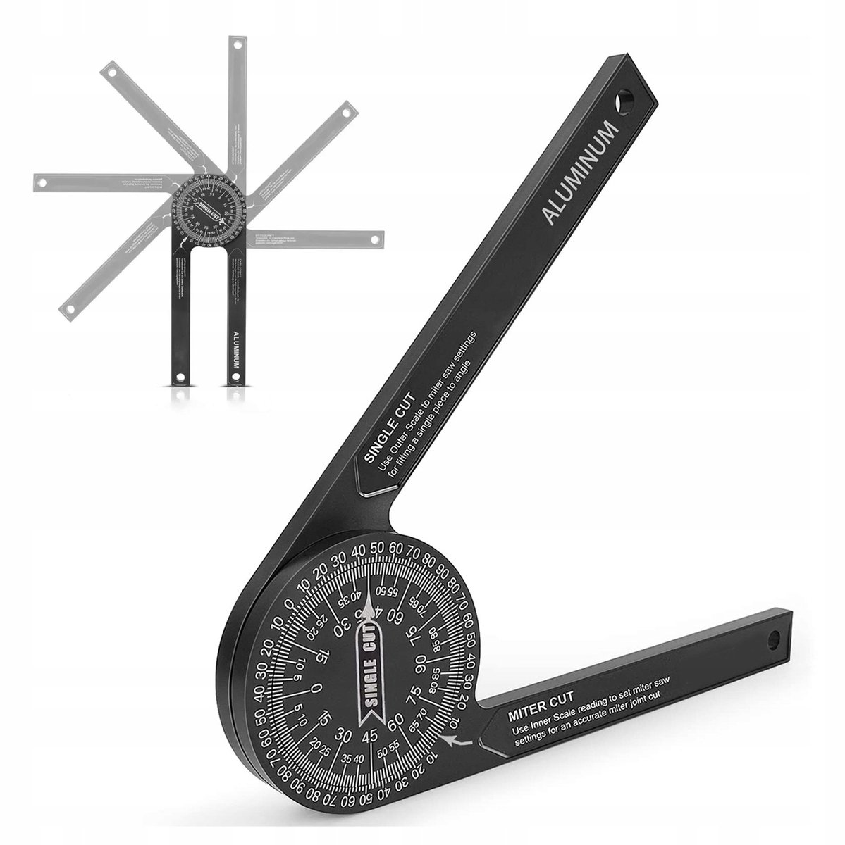 Merkloos Verstelbare Aluminium Hoekmeter 360° - Precisie Meetinstrument