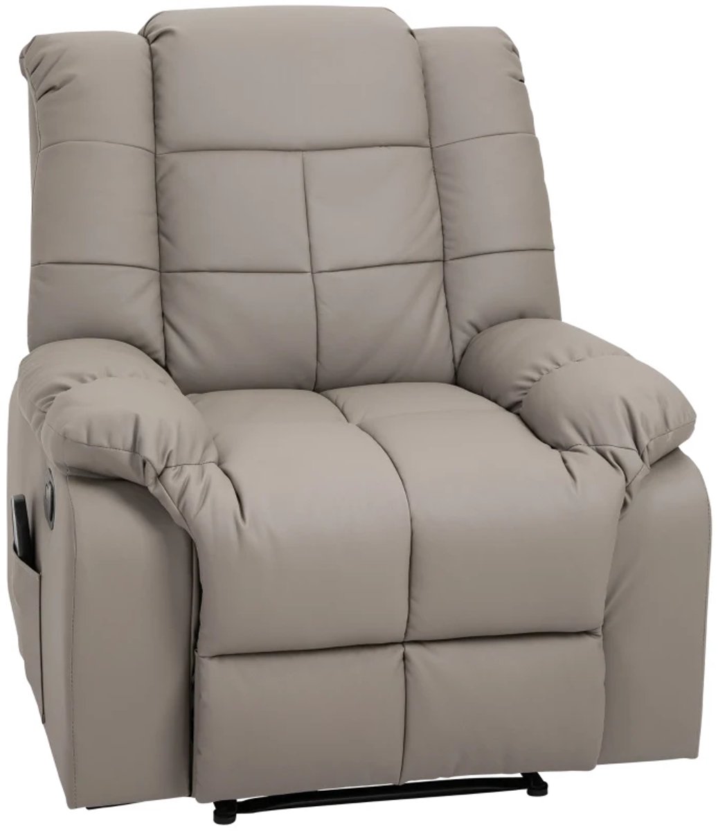 ZYLARO Elektrische Massagestoel - Power Massagefauteuil - 8 Massagepunten - 165 Graden Kantelbaar - met Afstandsbediening - tot 160 kg - Relaxfauteuil - TV Stoel - Lig en trilfunctie - Grijs