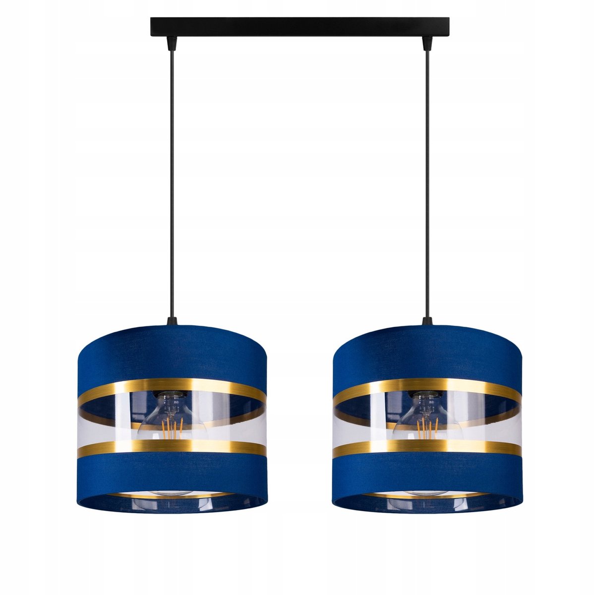 Moderne LED Hanglamp met Stoffen Kap - 2x E27 Fitting - Diverse Kleuren