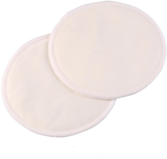 Herbruikbare bamboe zoogkompressen - borstcompressen - Wasbaar & Waterdicht - 14 stuks (7 paar) met wasnetje - 3-laags - Duurzame borstpads van bamboe - 12 cm - Beige/crème van Merkloos — afbeelding 2
