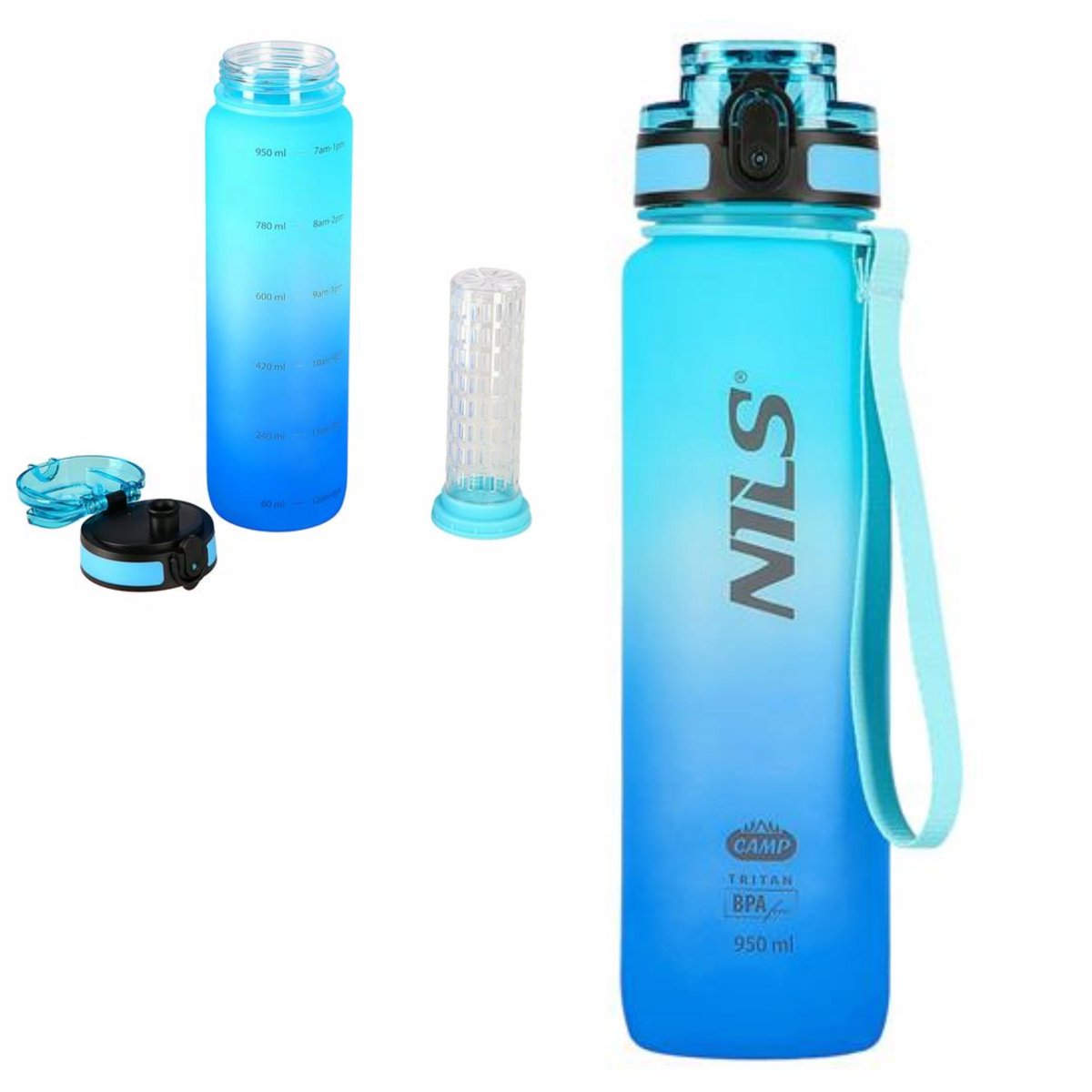 Blauwe Tritan Fles 950ML met Fruit-infuser & BPA-vrij