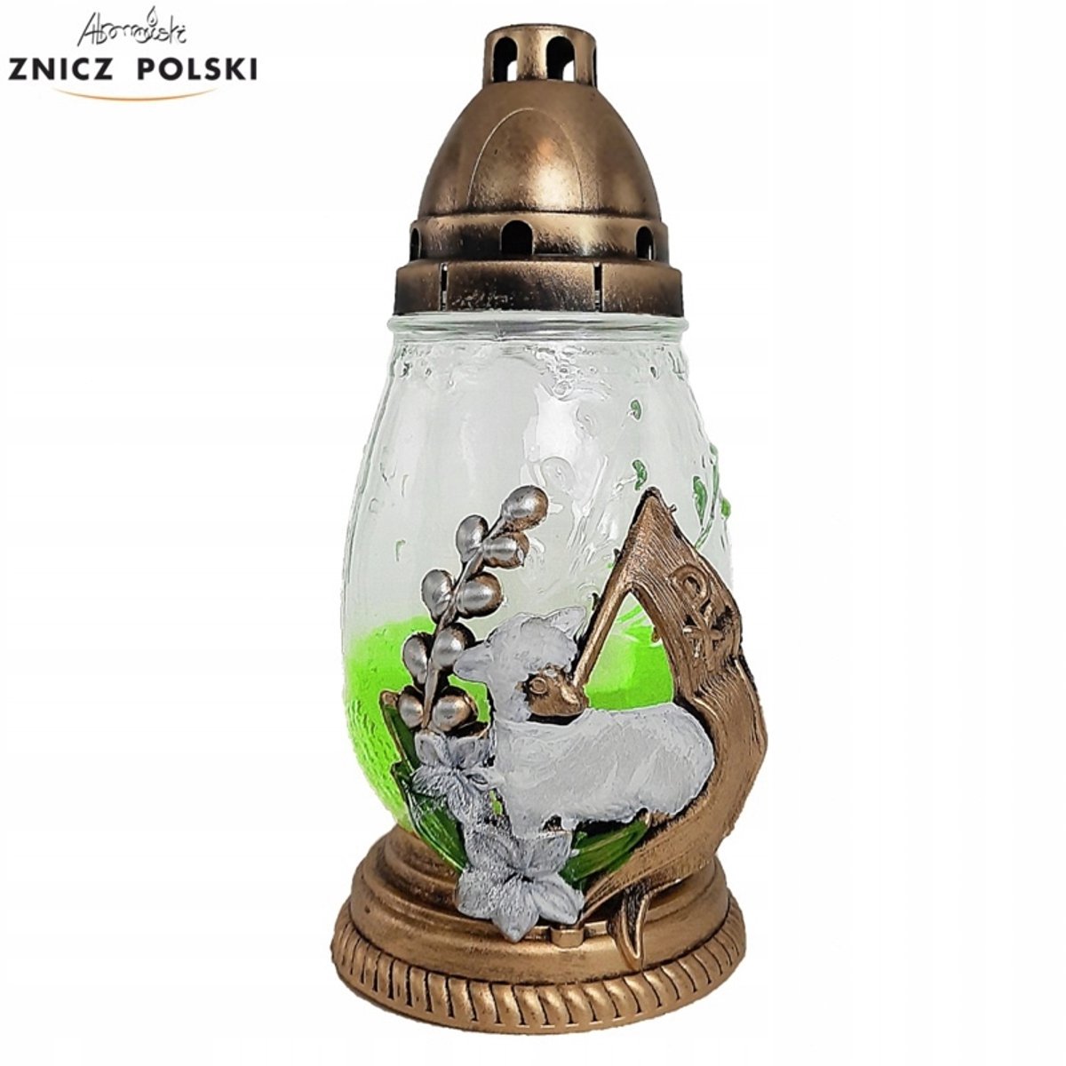 Groene Paaslantaarn met Lammetje - 24 cm
