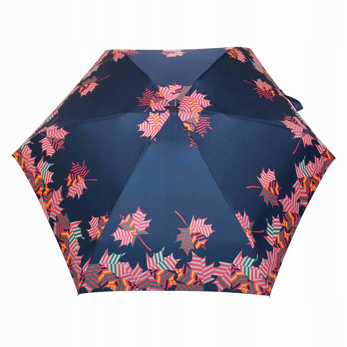 Damesparaplu Super Mini Plat, Navy Bladmotief