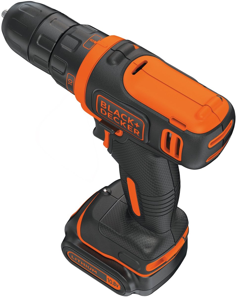 Black & Decker Trapano avvitatore a batteria 18V 1.5Ah Senza Fili Cordless Velocità 600 giri/min - BCD001C1-QW