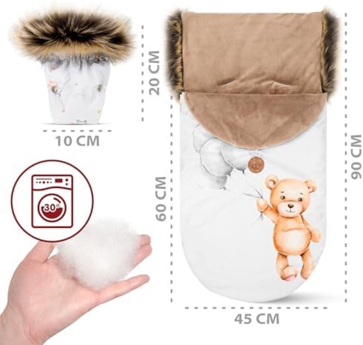 PromoHome Winter Voetenzak voor Buggy en Kinderwagen - Zachte Bescherming tegen Kou 60x45 cm – foto 3