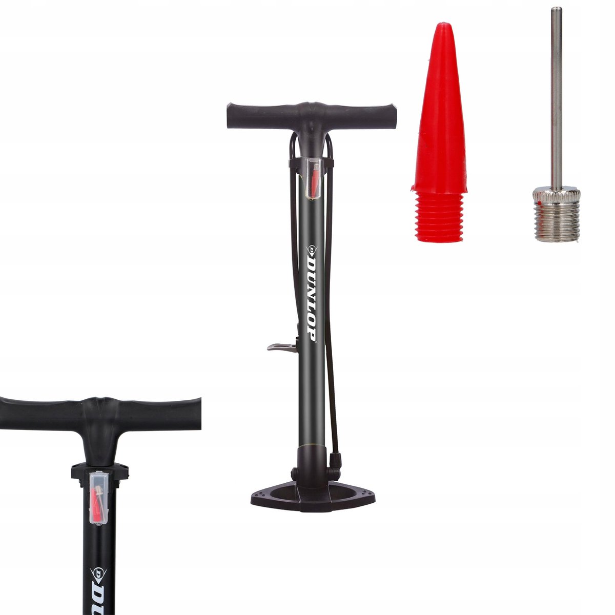 Dunlop Vloerfietspomp 12 bar Zwart - Robuust en Veelzijdig