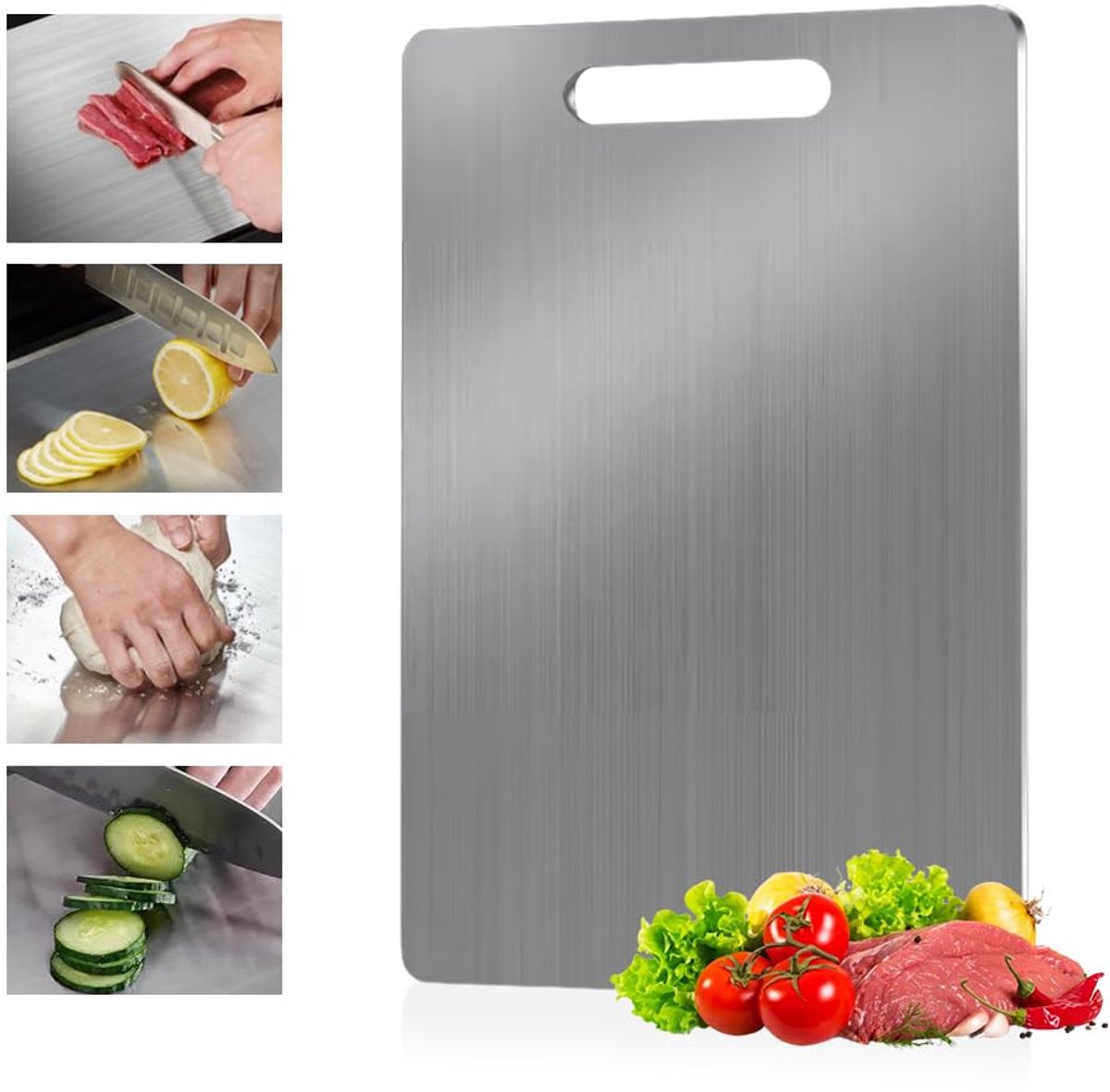 Unyqoos® Roestvrijstalen keukensnijplank 28x39 cm voor hygiënisch koken en serveren