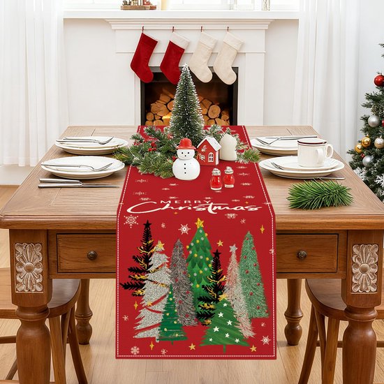 hixswnu Afwasbaar rechthoekig kersttafelkleed afdrukken voor