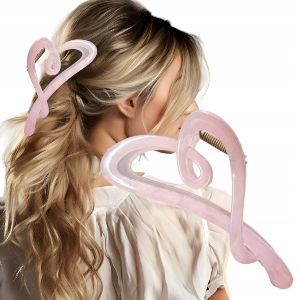 XL Haarclip Transparant Roze 12x5cm - Stijlvolle Accessoire