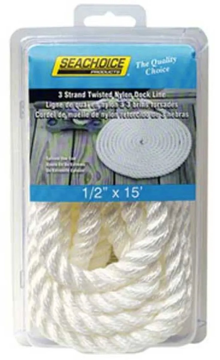 Seachoice 3 Strand Gevlochten Touw 9 Mm Wit 4.5 m