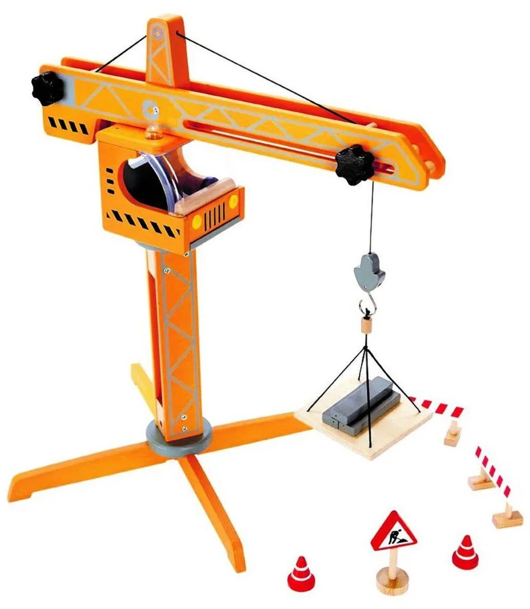 Hape Grote Bouwkraan met Bouwplaats Accessoires - Speelgoed Kraan voor Kinderen vanaf 3 jaar — afbeelding 2