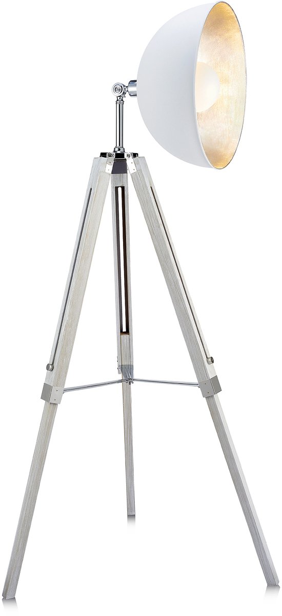 Teamson Home - Fascino Industrial Vloerlamp met Schotel Kap - Wit