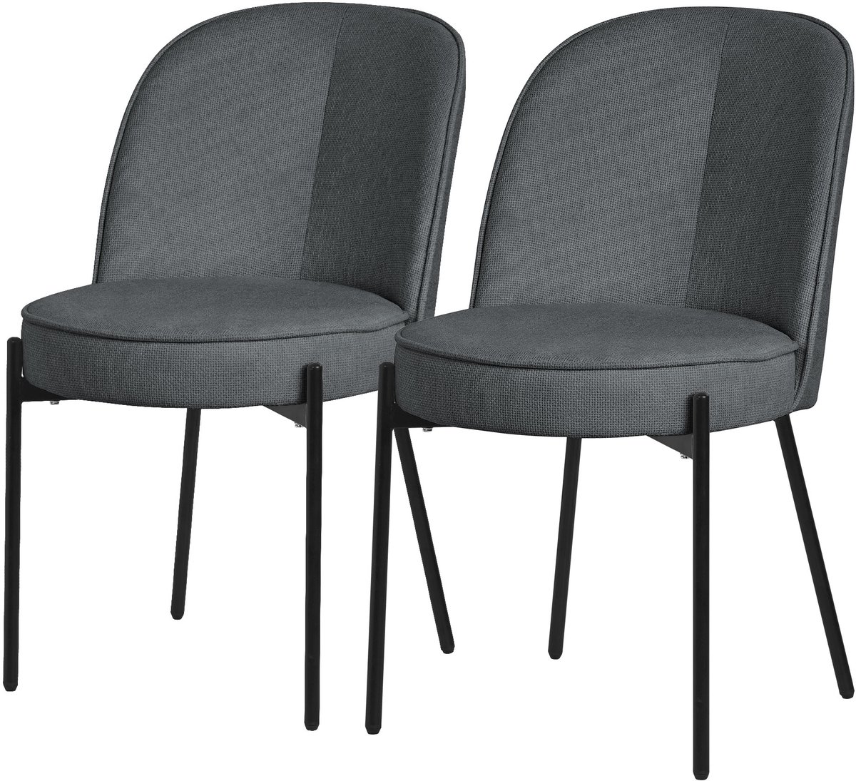 ml-design antraciet ronde eetkamerstoelen set van 2 gestoffeerde keukenstoelen comfortabel ergonomisch zachte polyester zitting hoge rugleuning metalen poot modern scandinavisch luxe design woonkamer eethoek keuken stoelen elegant minimalistisch