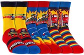 Kindersokken | Grappige sokken | Print: Brandweer | Kleur: Meerkleurig | Maat: Diverse maten | 6 paar