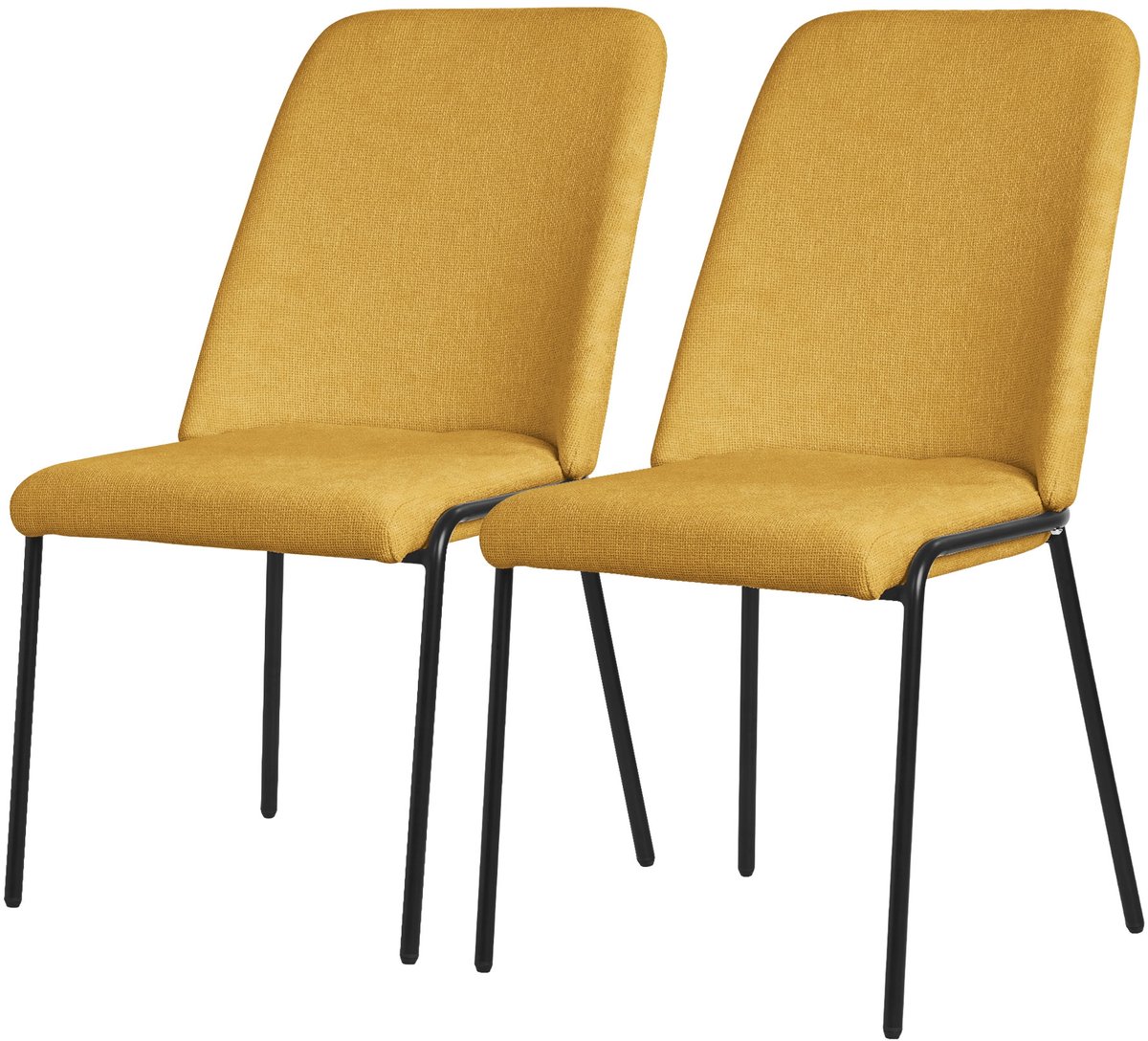 ml-design mosterd eetkamerstoelen set van 2 gestoffeerde keukenstoelen comfortabel ergonomisch zachte polyester zitting hoge rugleuning metalen poot modern scandinavisch luxe design woonkamer eethoek keuken stoelen elegant minimalistisch